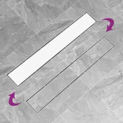 VIDAXL Drain De Douche Avec Couvercle 2 En 1 83x14 Cm Acier Inoxydable -Karch Jardin Magasin 645d59f679f035.47126759