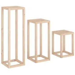 VIDAXL Ensemble De Supports Pour Plantes 3 Pcs Bois De Pin Massif -Karch Jardin Magasin 64798cbdd157b2.65238873