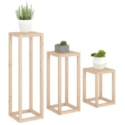 VIDAXL Ensemble De Supports Pour Plantes 3 Pcs Bois De Pin Massif -Karch Jardin Magasin 64798cbddc5754.43290537