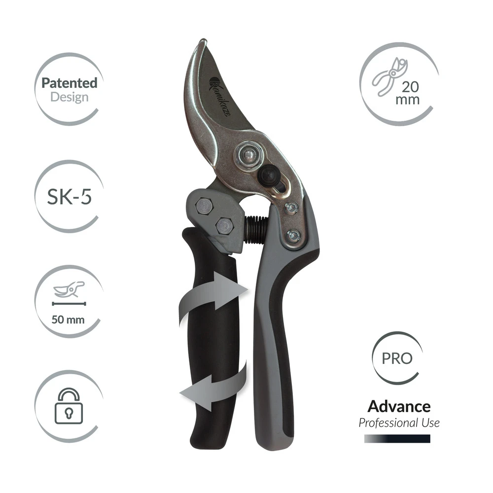 KM1-mr Sécateur Professionnel 20mm ø. Acier Trempé Sk-5. Poignée Rotative. Ciseaux De Jardinage. Ciseaux Courbes. 1 KM1-mr Sécateur Professionnel 20mm ø. Acier Trempé Sk-5. Poignée Rotative. Ciseaux De Jardinage. Ciseaux Courbes.